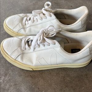 Veja White and Cream Casual Sneakers